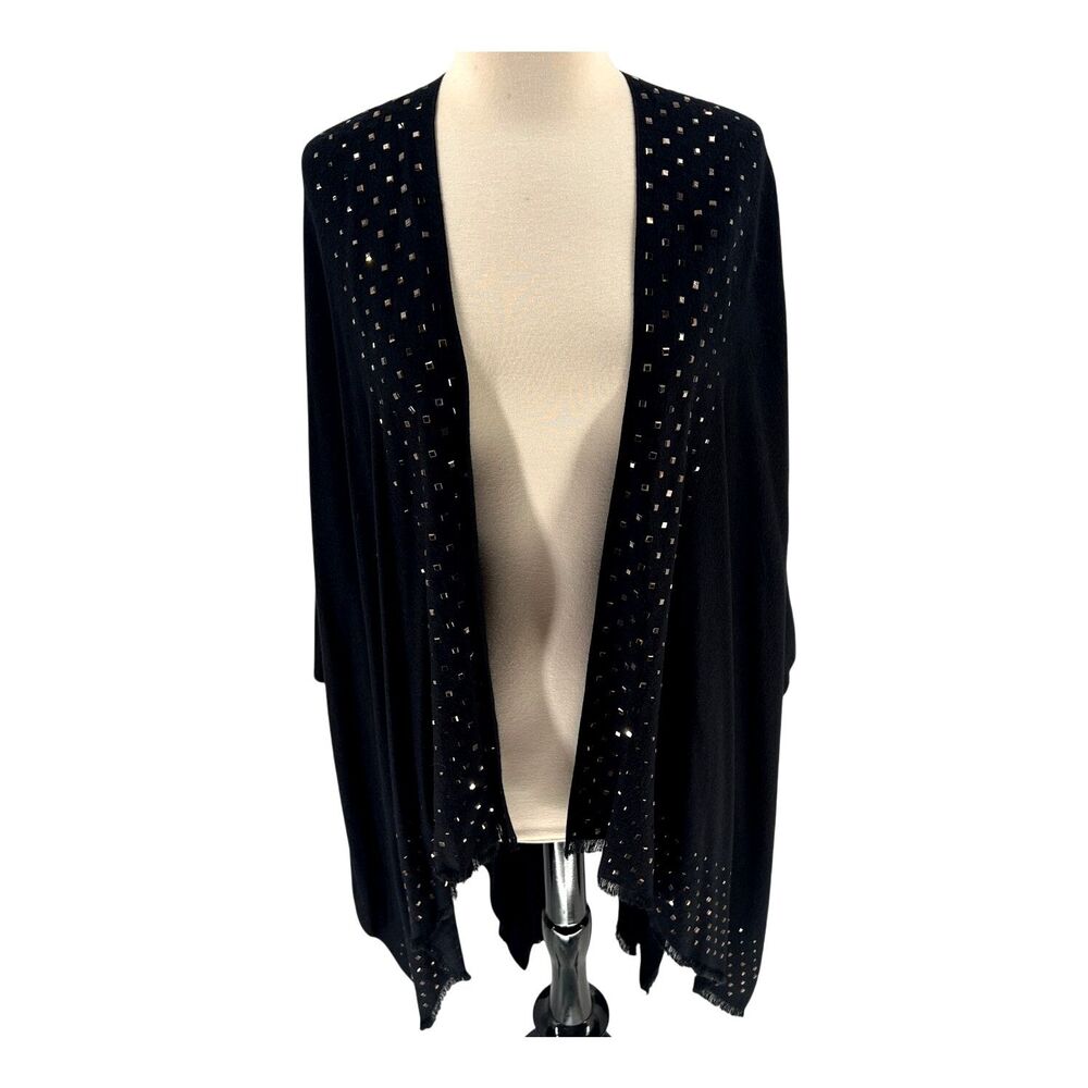 Open Black Rhinestone Studded Warm Cape